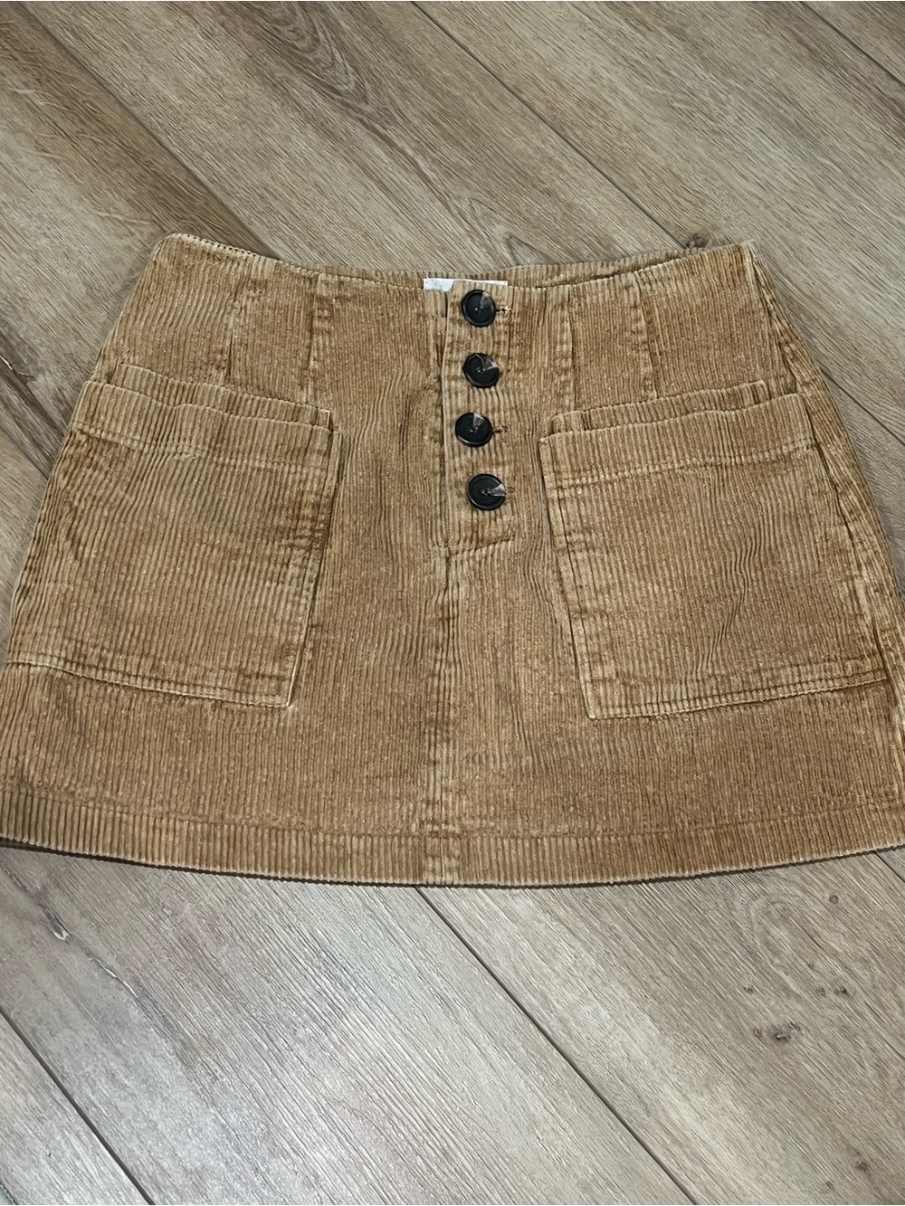 Altar’d State Women's Corduroy Button-Front Mini Skirt - Camel size Medium